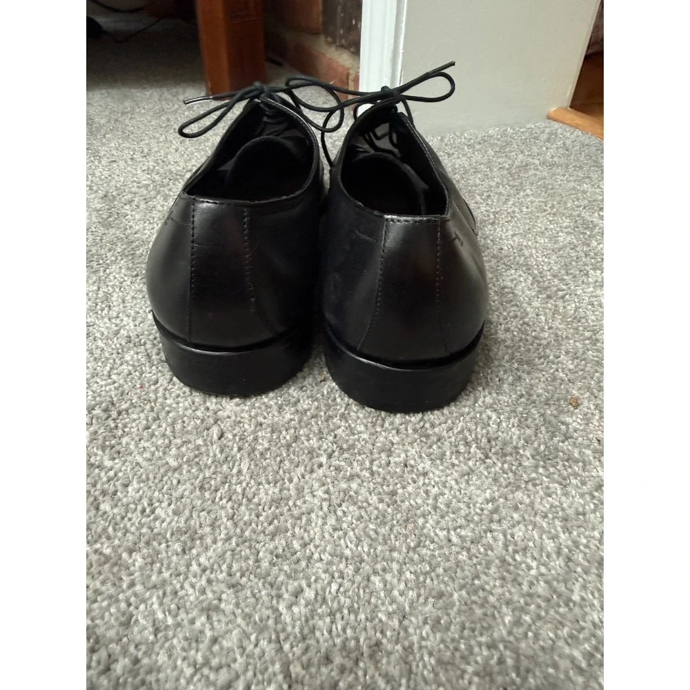 Hugo Boss Mens Black Leather Square Toe Derby Dress Shoes Size 10.5 US